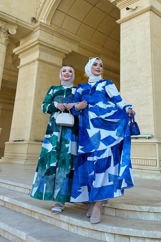 Alya Desenli Elbise - Yeşil Alya Desenli Elbise - Yeşil