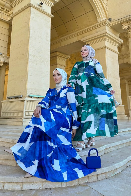 Alya Desenli Elbise - Yeşil Alya Desenli Elbise - Yeşil