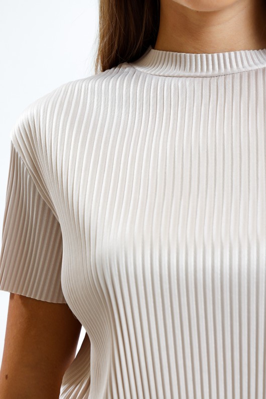 Duru Piliseli Bluz - Bej