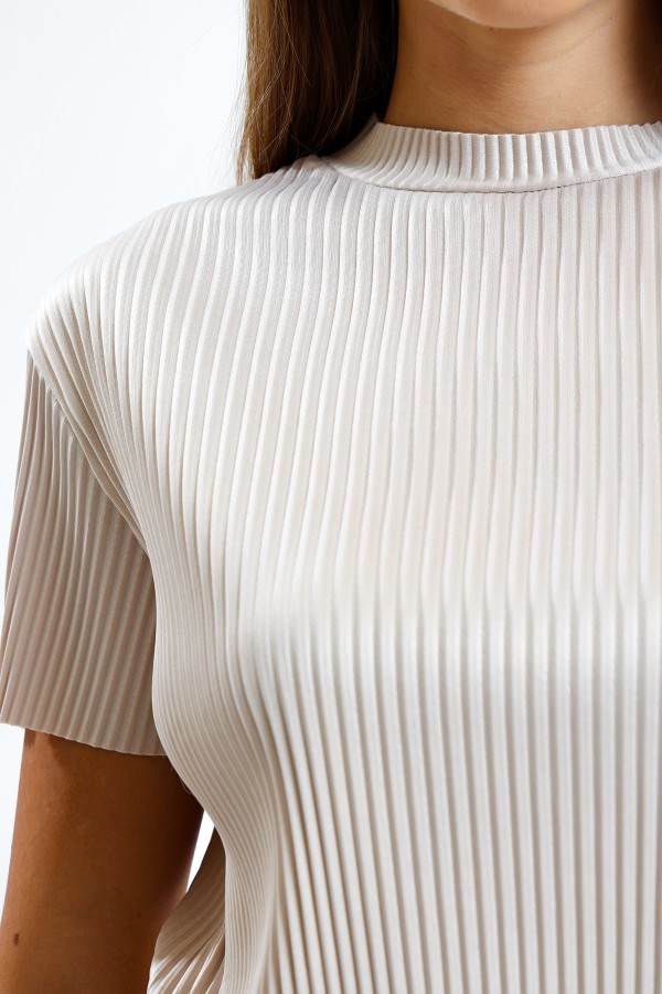 Duru Piliseli Bluz - Bej