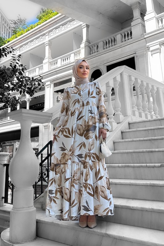 Rüya Desenli Elbise - Bej Rüya Desenli Elbise - Bej