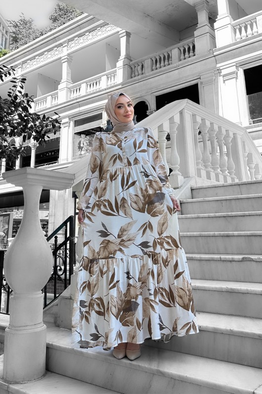 Rüya Desenli Elbise - Bej Rüya Desenli Elbise - Bej