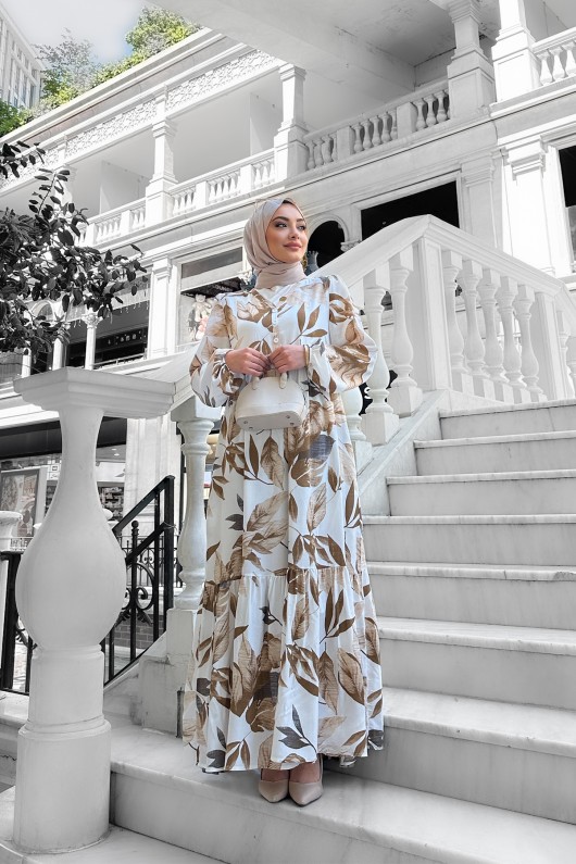 Rüya Desenli Elbise - Bej Rüya Desenli Elbise - Bej