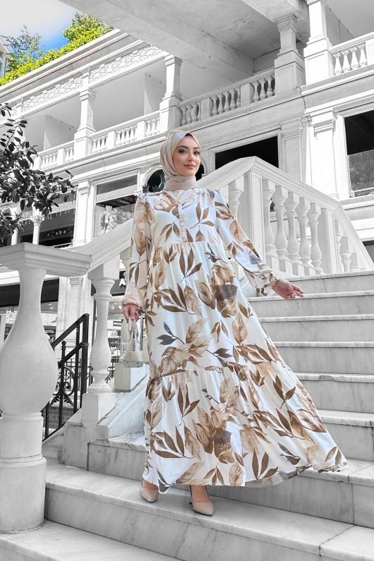 Rüya Desenli Elbise - Bej Rüya Desenli Elbise - Bej