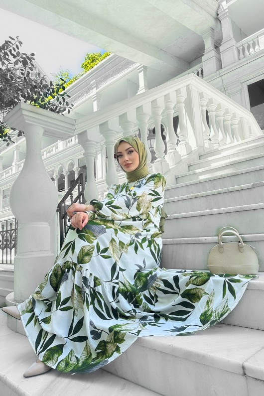 Rüya Desenli Elbise - Yeşil Rüya Desenli Elbise - Yeşil