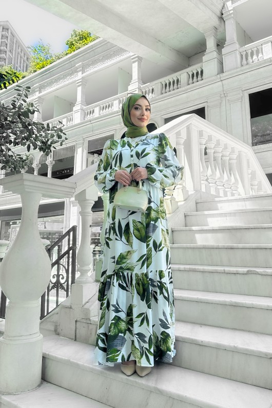 Rüya Desenli Elbise - Yeşil Rüya Desenli Elbise - Yeşil