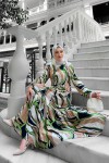 Etnik Desenli Elbise - Yeşil
