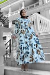 Bahar Dalı Viskon Elbise Mavi Bahar Dalı Viskon Elbise Mavi