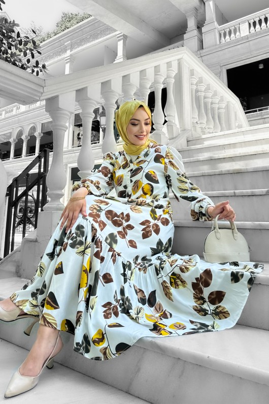 Bahar Dalı Viskon Elbise Sarı Bahar Dalı Viskon Elbise Sarı