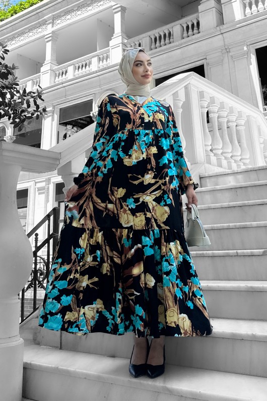 Beymen Desenli Viskon Elbise Bej