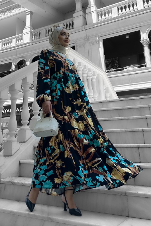 Beymen Desenli Viskon Elbise Bej