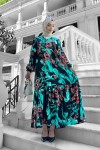 Beymen Desenli Viskon Elbise Turkuaz