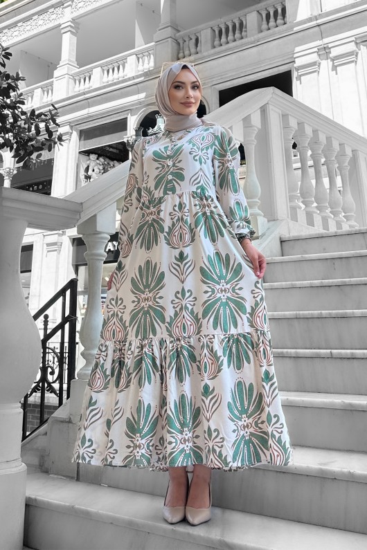 Bohem Desenli Viskon Elbise Fistik Yeşi̇li̇ Bohem Desenli Viskon Elbise Fistik Yeşi̇li̇