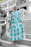 Bohem Desenli Viskon Elbise Turkuaz Bohem Desenli Viskon Elbise Turkuaz