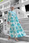 Bohem Desenli Viskon Elbise Turkuaz Bohem Desenli Viskon Elbise Turkuaz