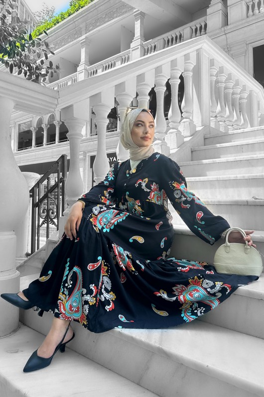 Mango Desenli Viskon Elbise Mint Mango Desenli Viskon Elbise Mint