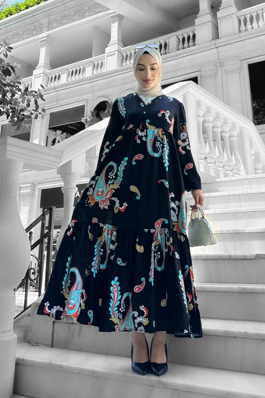 Mango Desenli Viskon Elbise Mint Mango Desenli Viskon Elbise Mint