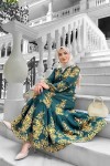 Sultan Desenli Viskon Elbise Yeşil
