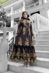 Sultan Desenli Viskon Elbise Kahverengi