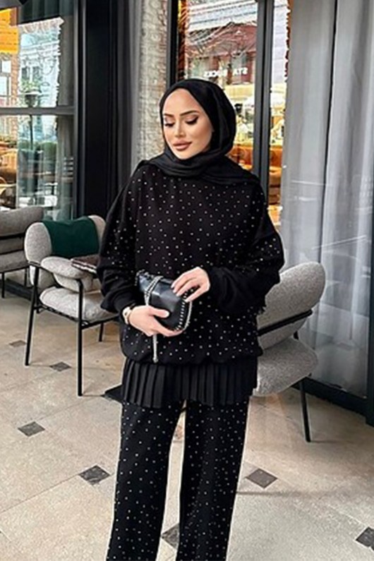 Taşlı Oysho Takım Siyah