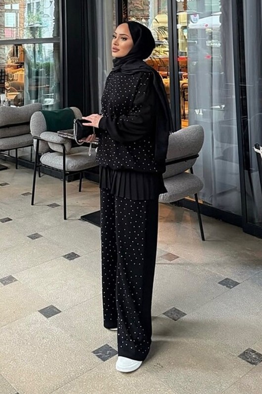 Taşlı Oysho Takım Siyah