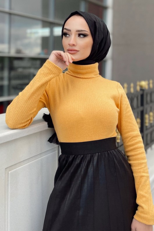 Ellinor Triko Boğazlı Kazak - Hardal Ellinor Triko Boğazlı Kazak - Hardal